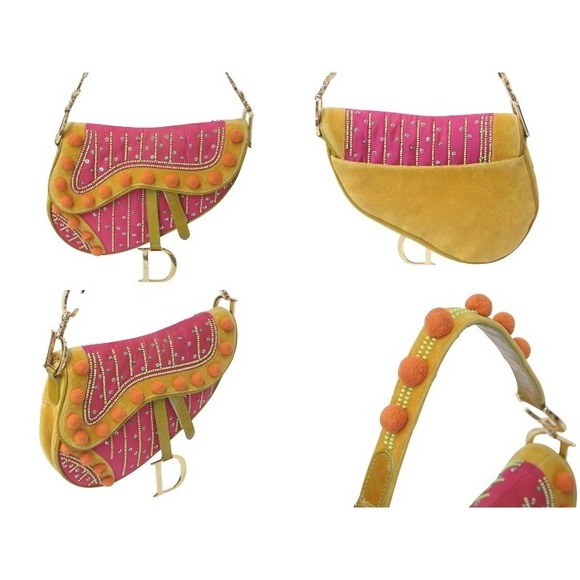 Dior Handbags - Dior Galliano Edition Saddle Limited Velvet CHRISTIAN Shoulder era Bag Beaded